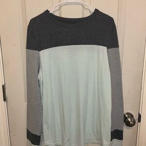 Gray Long Sleeve Colorblock Tee